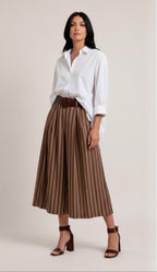 Gonna in cotone marrone con cintura
