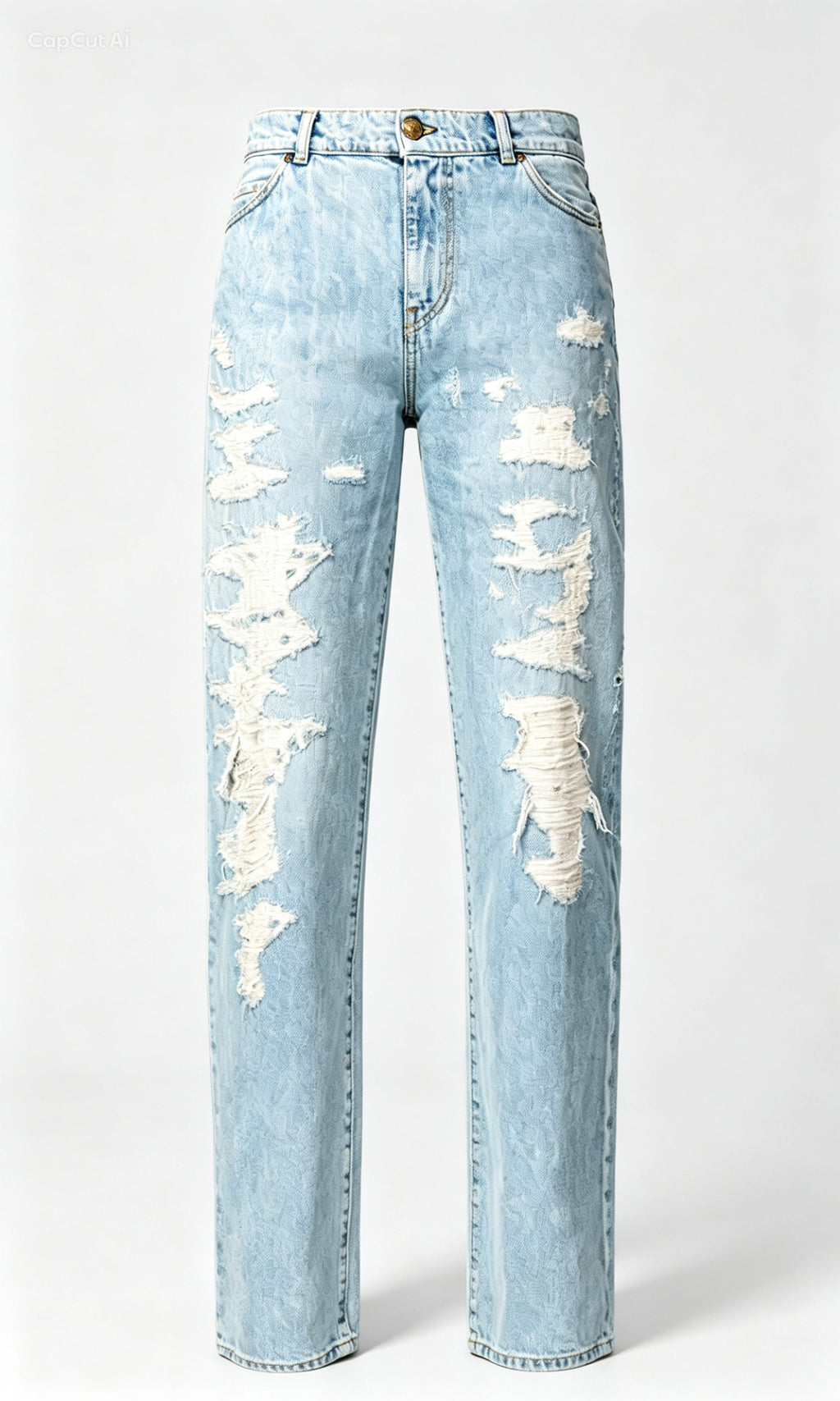 Pinko Women's High Waisted Straight Leg Jeans with Rips and Light Wash