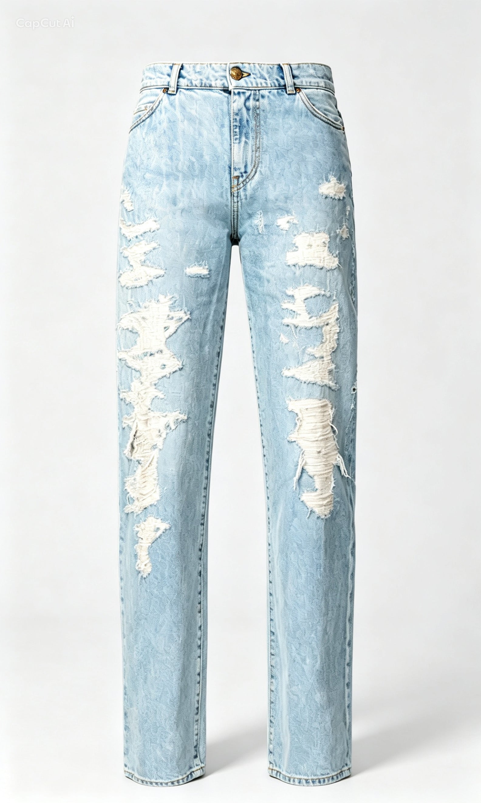 Pinko Women's High Waisted Straight Leg Jeans with Rips and Light Wash