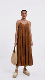 Abito in lino marrone White Wise