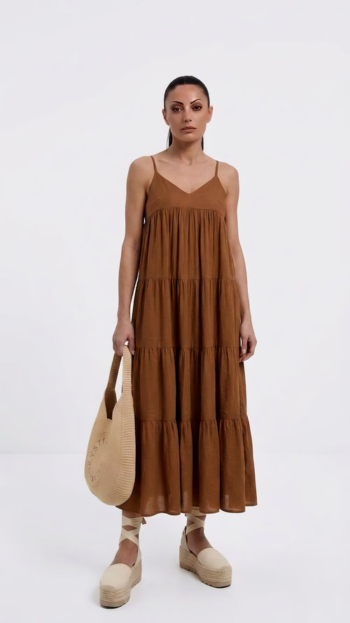 Abito in lino marrone White Wise