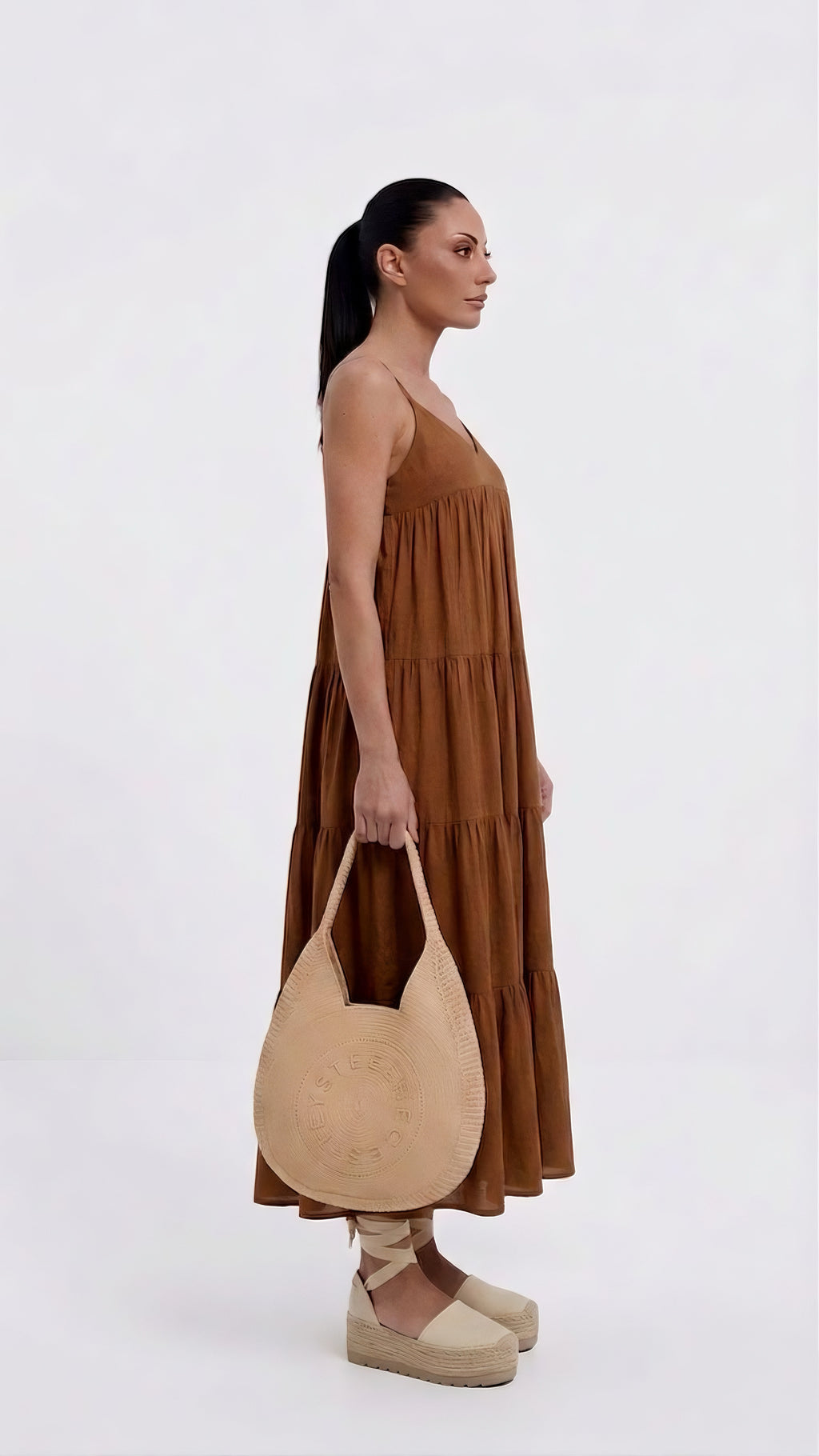 Abito Maxi a Balze in Lino White Wise