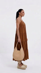 Abito Maxi a Balze in Lino White Wise