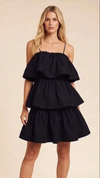 Short black tiered dress